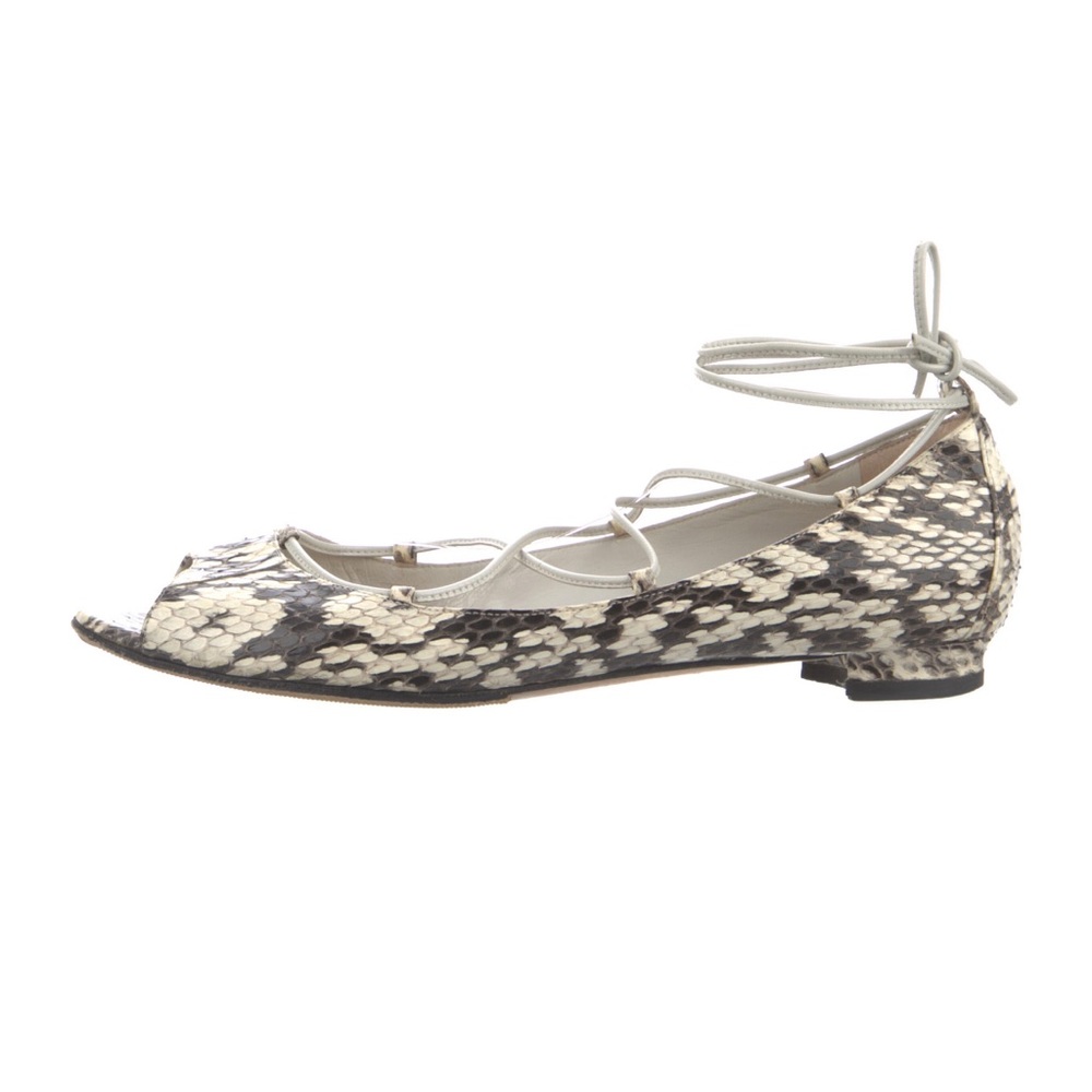 Manolo Blahnik Python Ankle Wrap Ballet Flats. Si… - image 6